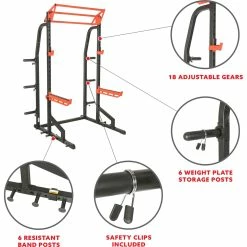 Coupon 🌟 Sunny Health And Fitness Sunny Health & Fitness Power Zone Half Rack Heavy Duty Performance Power Cage 🎉 -sports outdoors shop unnamed file 1165