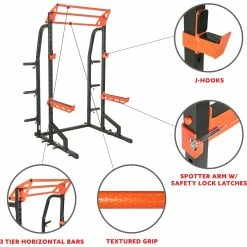 Coupon 🌟 Sunny Health And Fitness Sunny Health & Fitness Power Zone Half Rack Heavy Duty Performance Power Cage 🎉 -sports outdoors shop unnamed file 1166