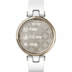 Outlet ❤️ Garmin Lily Sports Edition Cream Gold Bezel White Case Silicone Band Smartwatch ⌛