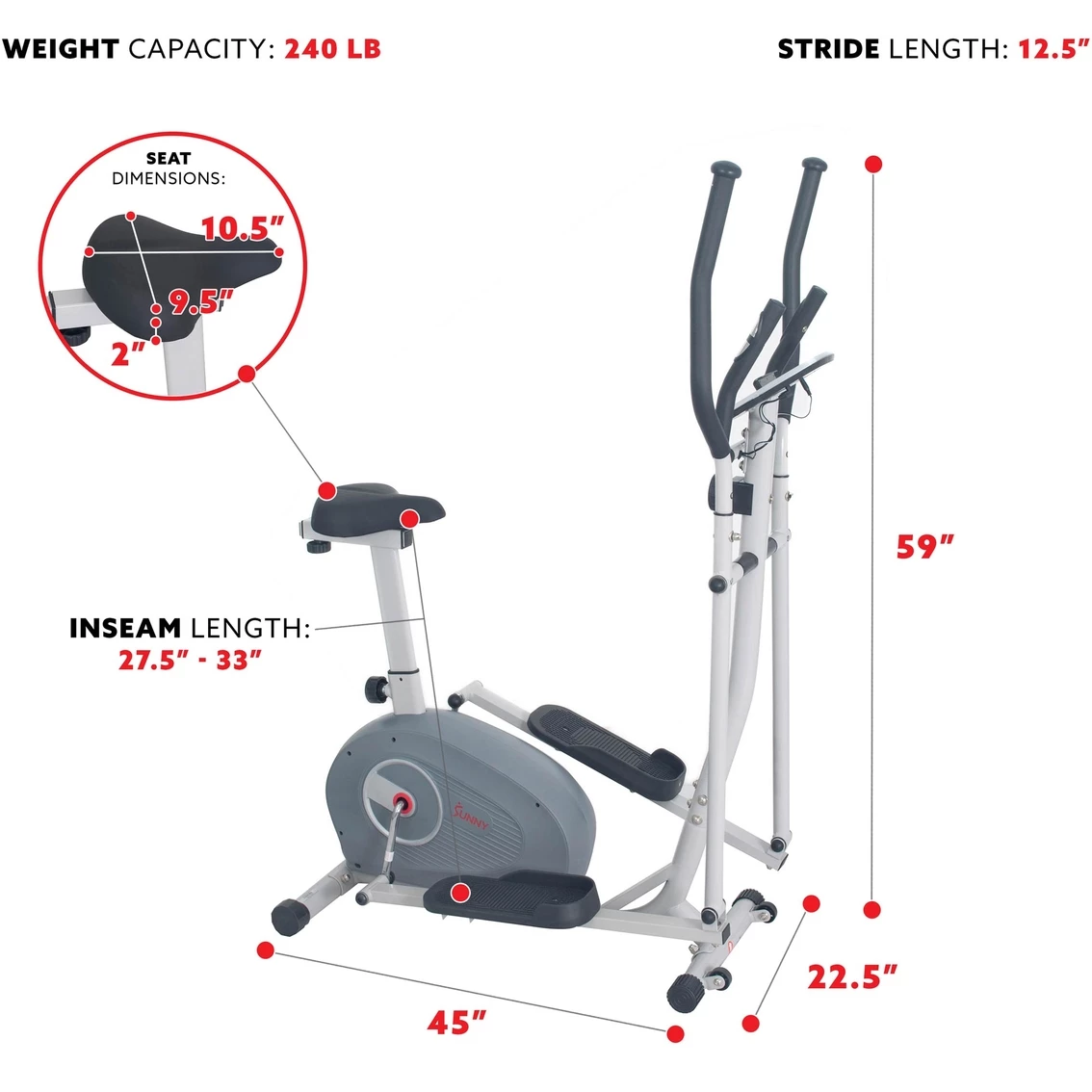 Budget 💯 Sunny Health And Fitness Sunny Health & Fitness 2 In 1 Magnetic Elliptical Upright Bike 💯 7 Budget 💯 Sunny Health And Fitness Sunny Health & Fitness 2 In 1 Magnetic Elliptical Upright Bike 💯 - Image 5