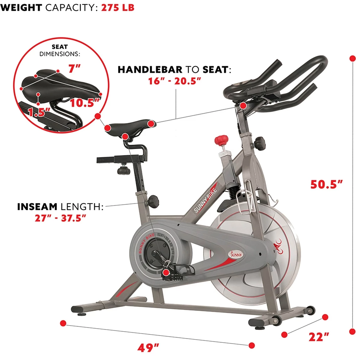 Flash Sale ✔️ Sunny Health And Fitness Sunny Health & Fitness Synergy Magnetic Indoor Cycling Bike ⭐ 8 Flash Sale ✔️ Sunny Health And Fitness Sunny Health & Fitness Synergy Magnetic Indoor Cycling Bike ⭐ - Image 6