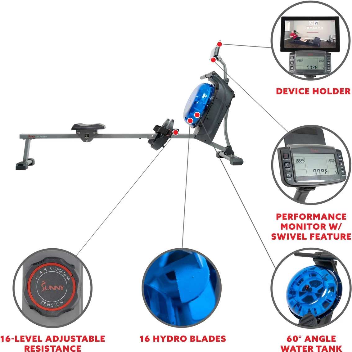 Deals ✔️ Sunny Health And Fitness Sunny Health & Fitness Hydro+ Dual Resistance Magnetic Water Rower ✔️ 5 Deals ✔️ Sunny Health And Fitness Sunny Health & Fitness Hydro+ Dual Resistance Magnetic Water Rower ✔️ - Image 3