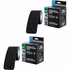 Best Sale ⌛ Heali Black Kinesiology Tapes With Logo Infused With Magnesium An Menthol 2 Pk. 🎁