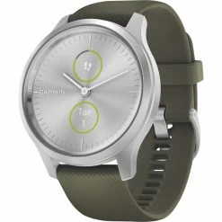 Flash Sale ⌛ Garmin Men's / 👩 Women's Vivomove Style Silver/Moss Silicone Smartwatch 010-02240-01 🌟